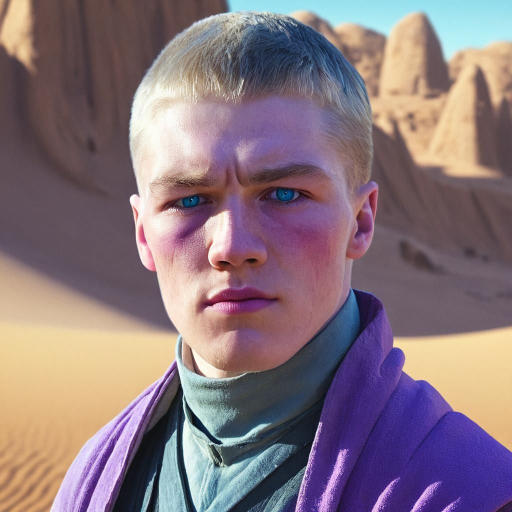 Jedi Knight on Tatooine with Purple Lightsaber