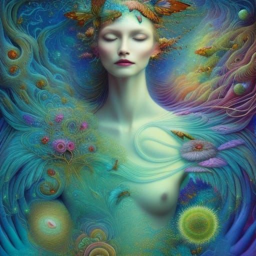 Cosmic Mycelium Network Hologram in Magic Realism