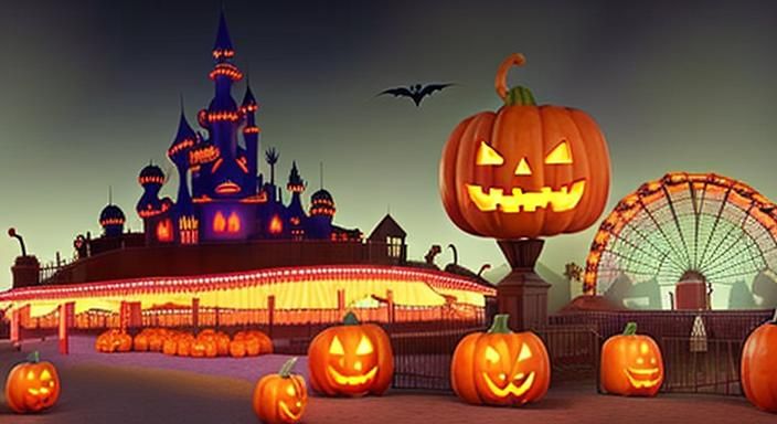 Melting Halloween Theme Park in Burtonesque Style