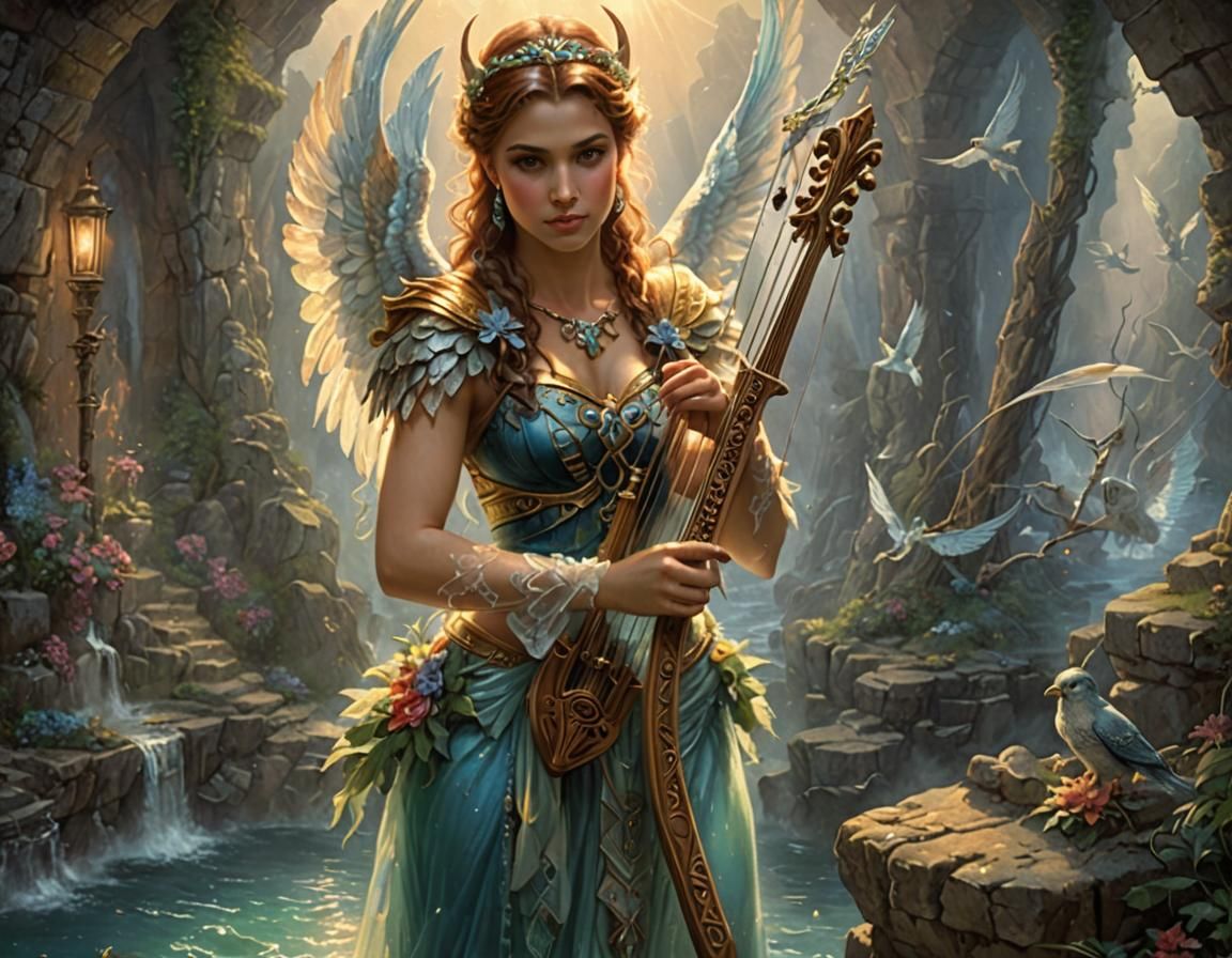 Mythological Siren in Cavernous Fantasy Setting