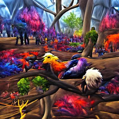 Yggdrasil: Colorful Birds Artwork