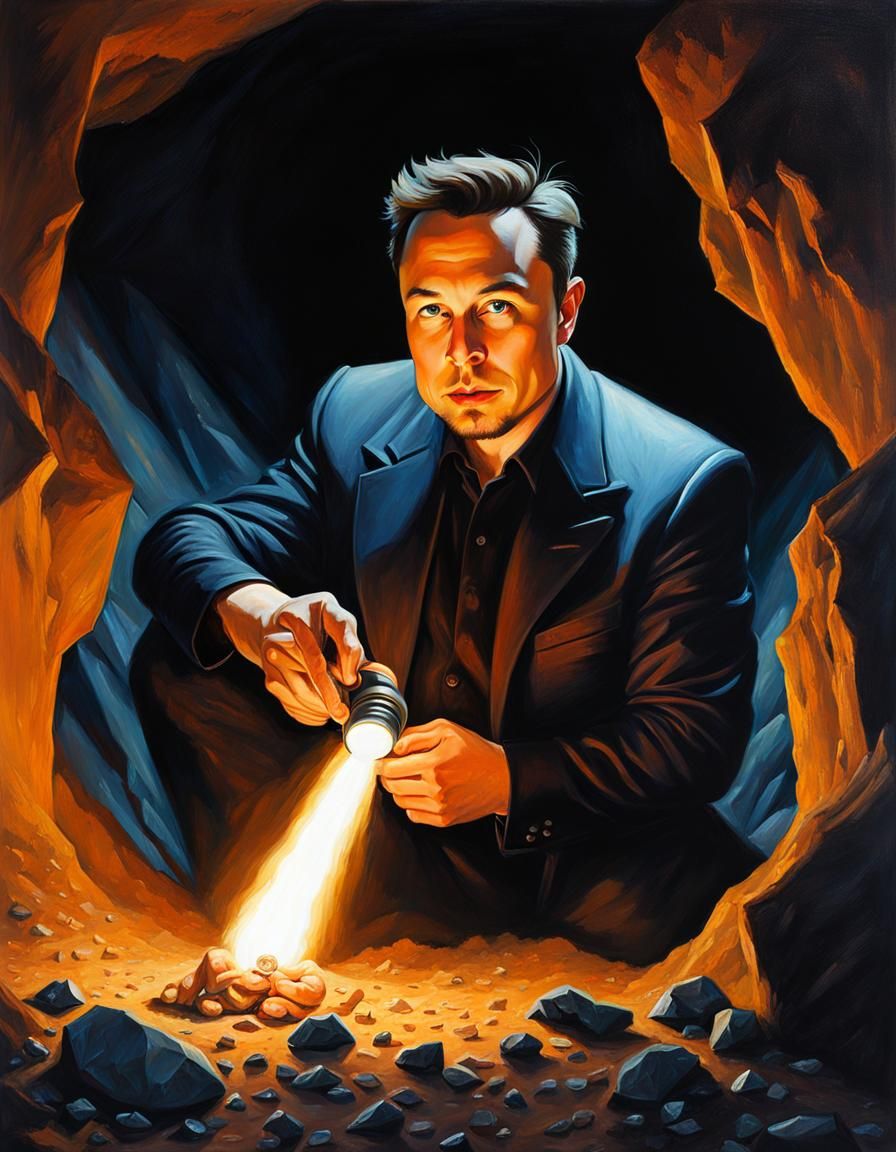 Elon Musk Diamond Mining: Sinister Oil Painting