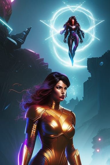 Cybernetic Superheroine in See-Through Outfit