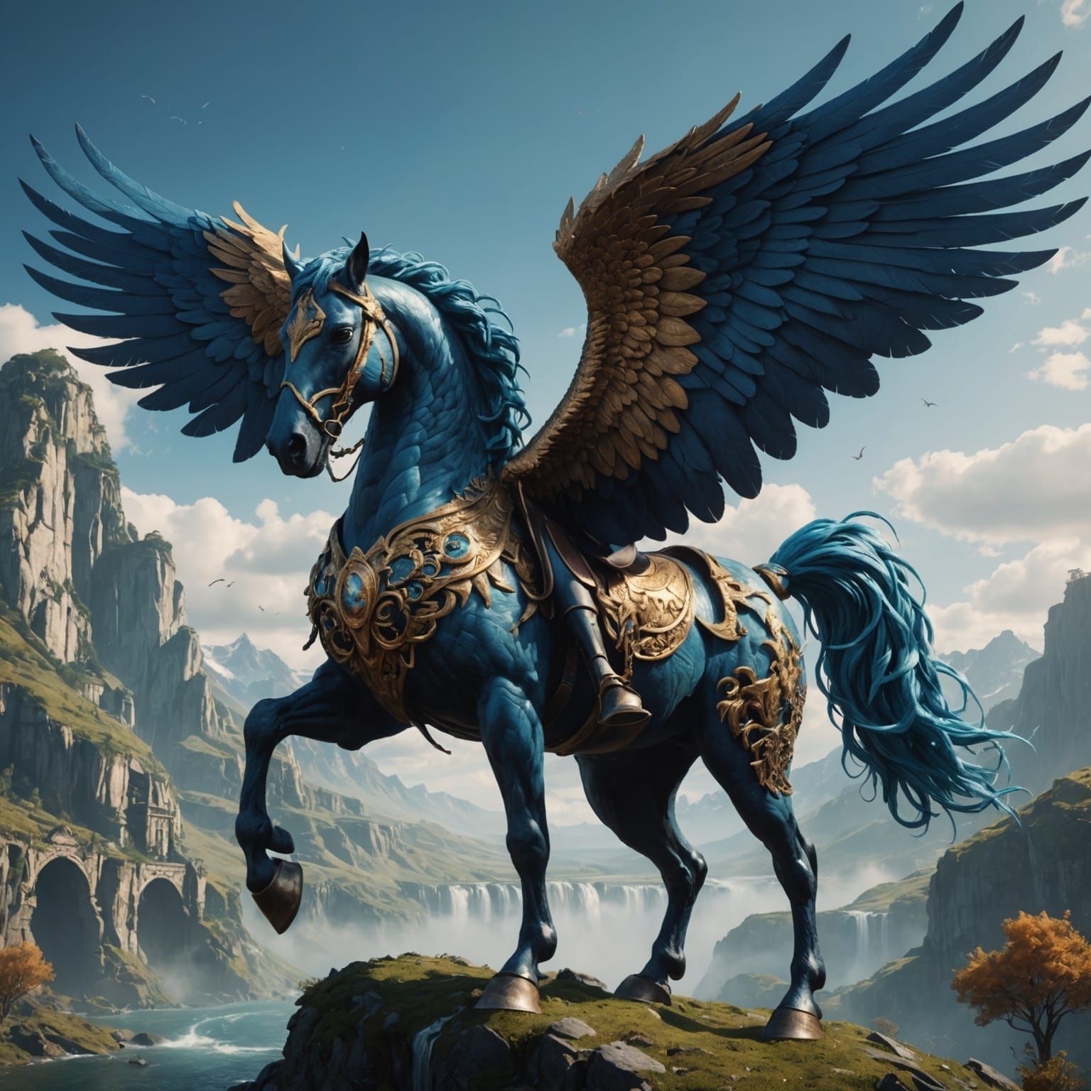 Detailed Pegasus Matte Painting in Deep Color