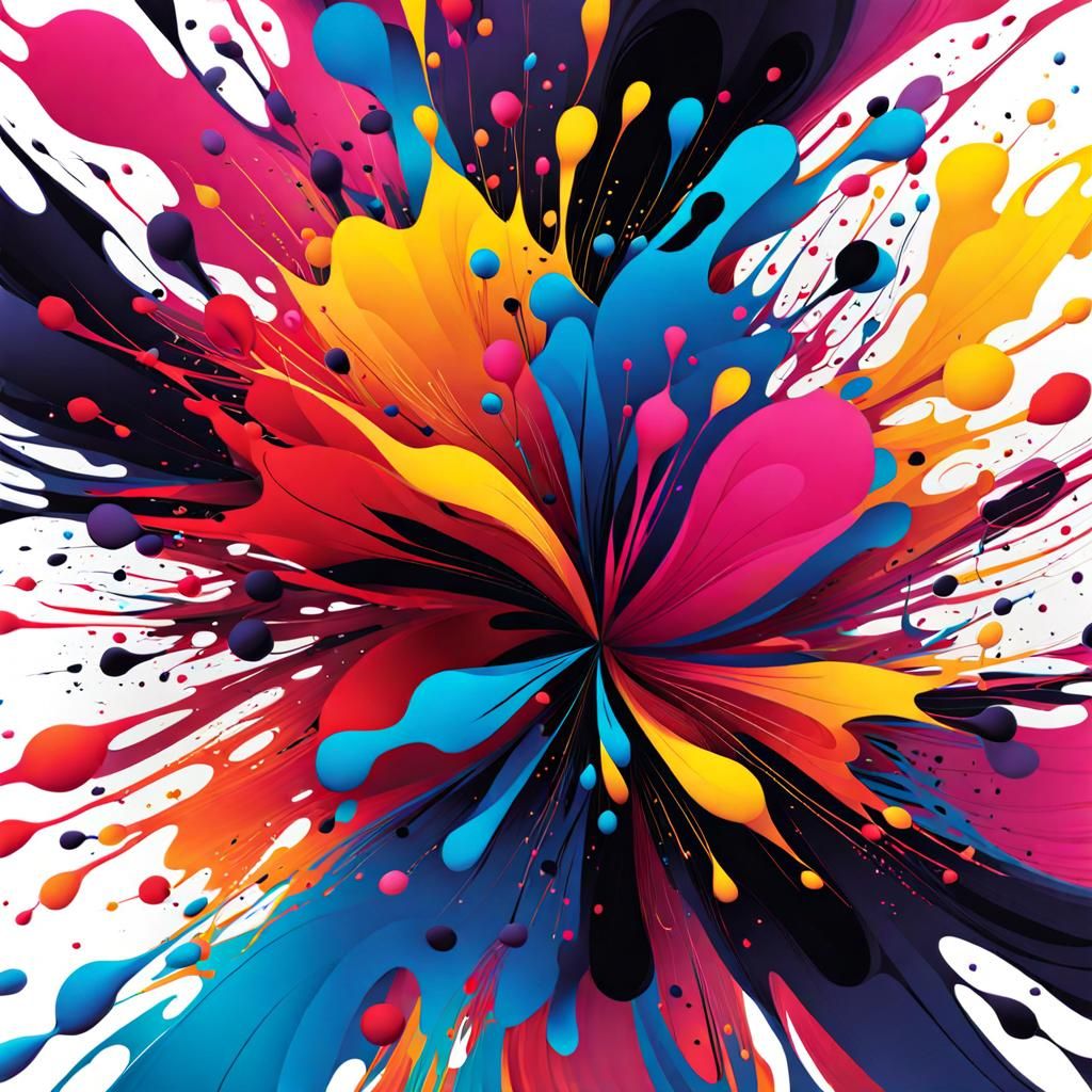 Splat ! Multi coloured ink splatter