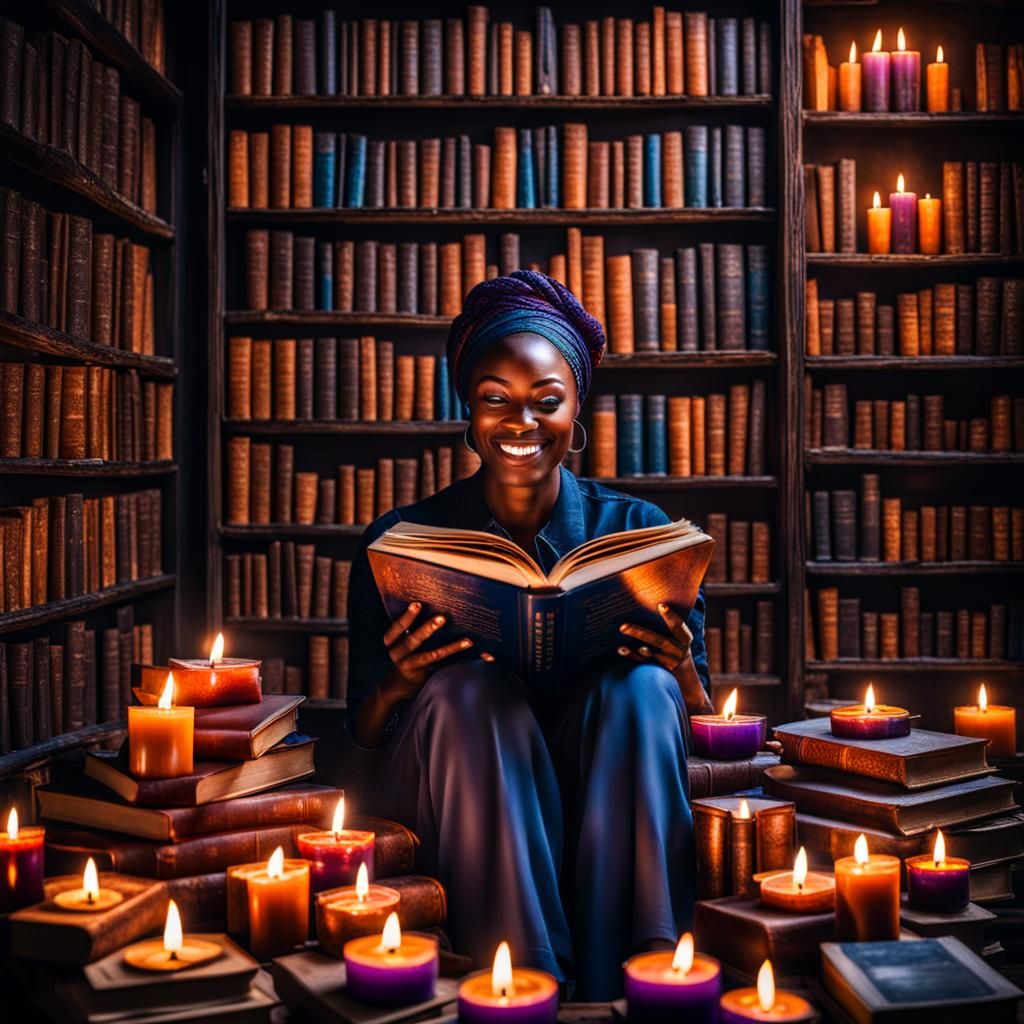 Girl Surrounded by Burning Candles