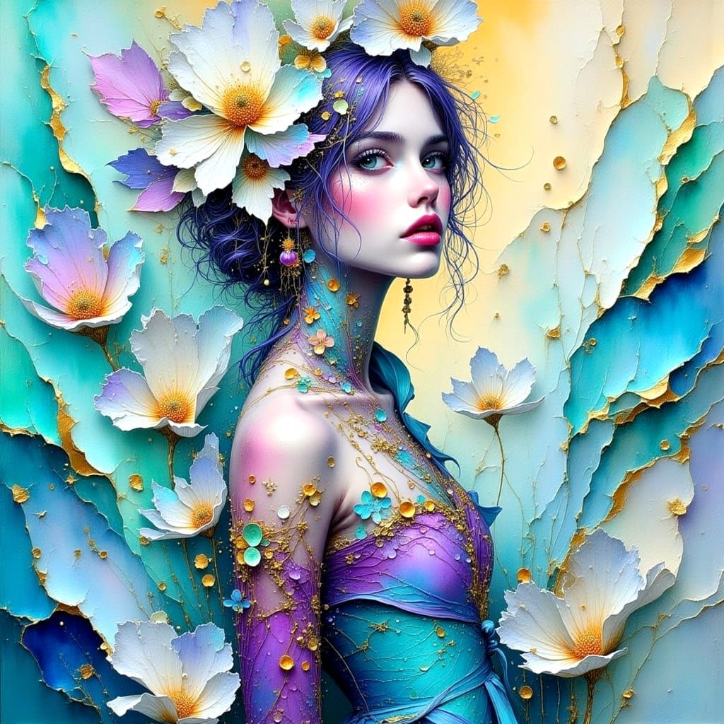 Colorful Abstract Watercolor Painting with Textures