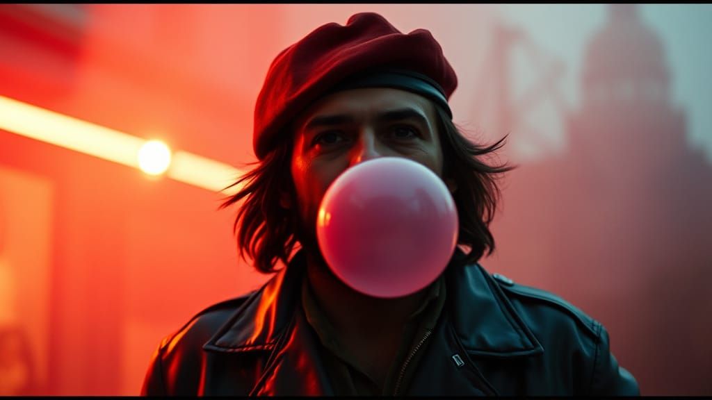 Che Guevara Blowing Bubble Gum, Cinematic Portrait