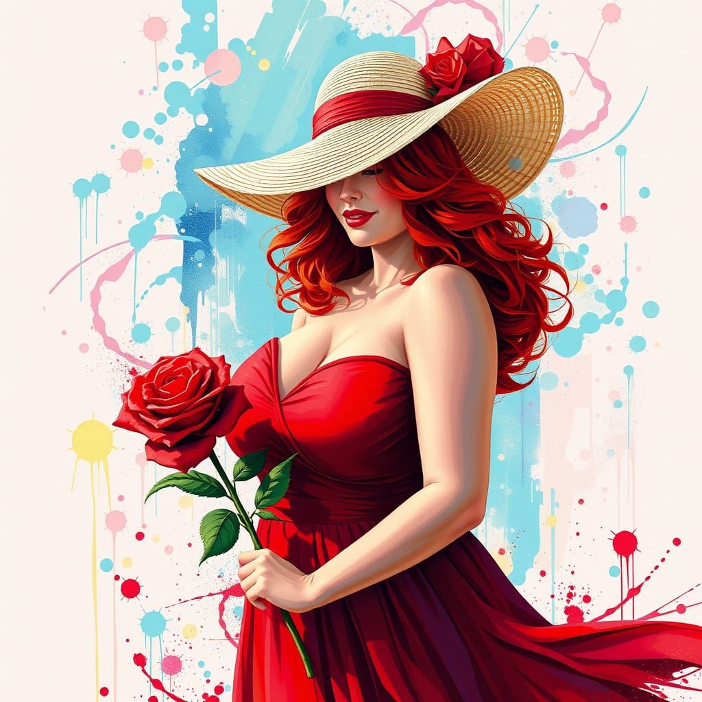 Vibrant Summer Goddess in Splash Art