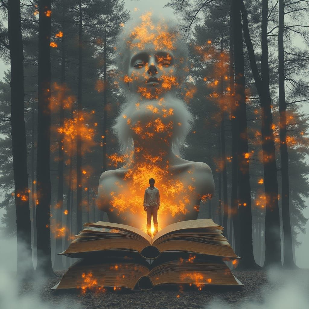 Hyper-Realistic Double Exposure with Scientist and Spaceship