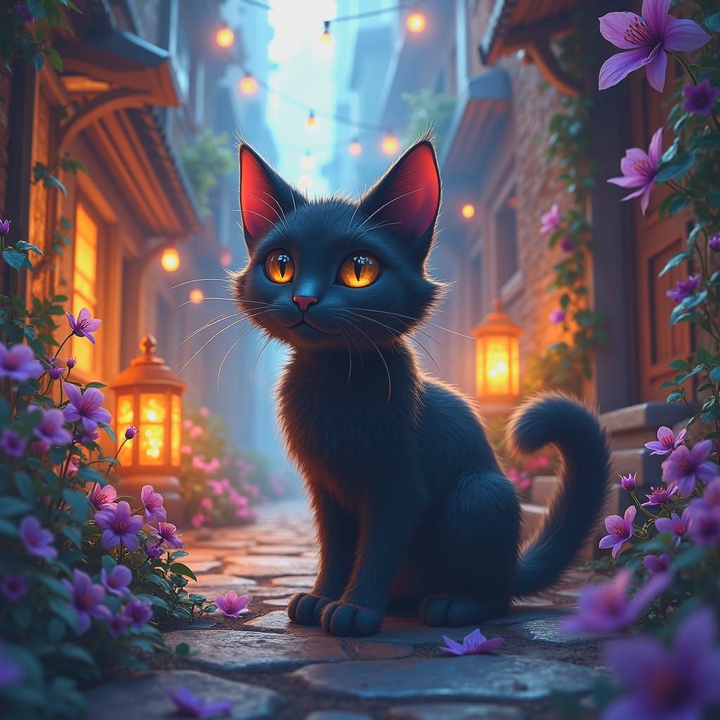 Mischievous Cat Ready for Adventure in Detailed Matte Painti...