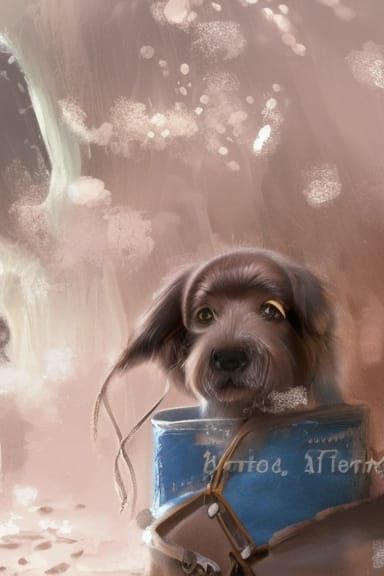 Cute Long-Haired Dog: Digital Fantasy Art