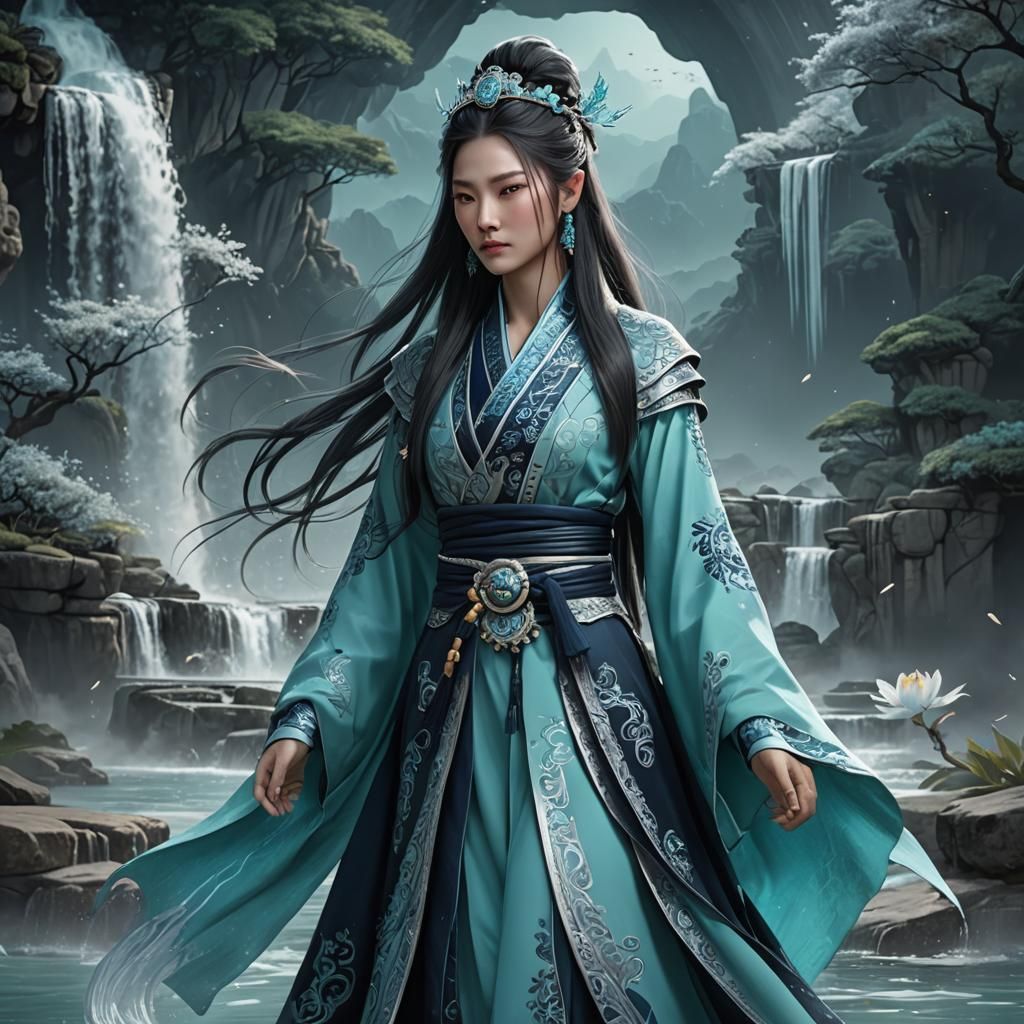 Xianxia Prince in Turquoise and Silver Robe