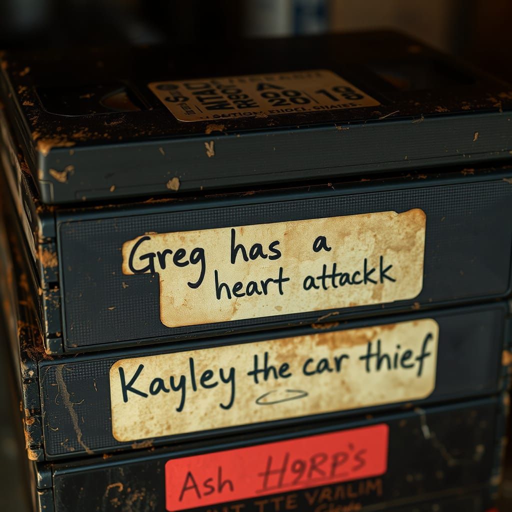 Vintage VHS Tapes in Retro-Futuristic Style