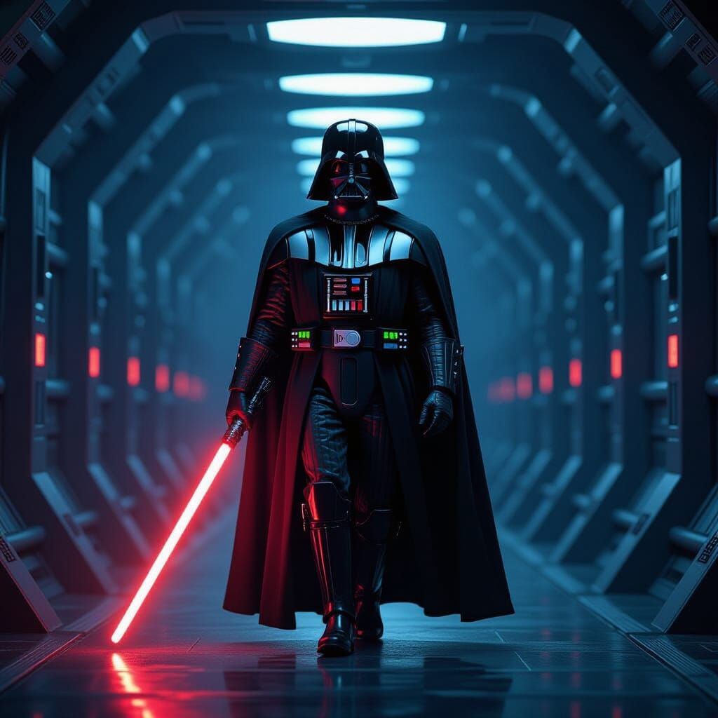 Darth Vader Ignites Lightsaber in Cinematic Concept Art