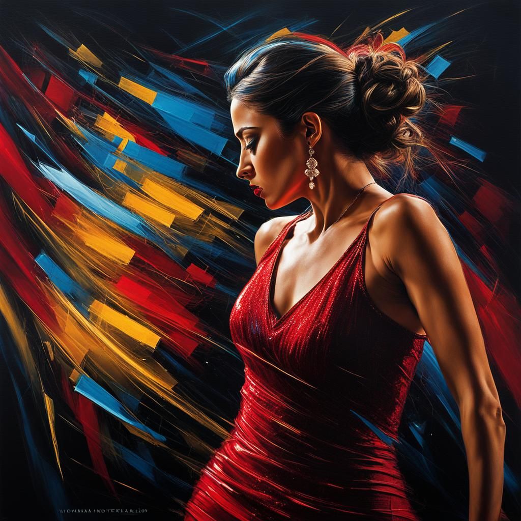 Expressive Tango Dancer Conveys Heartbreak in Dramatic Portr...