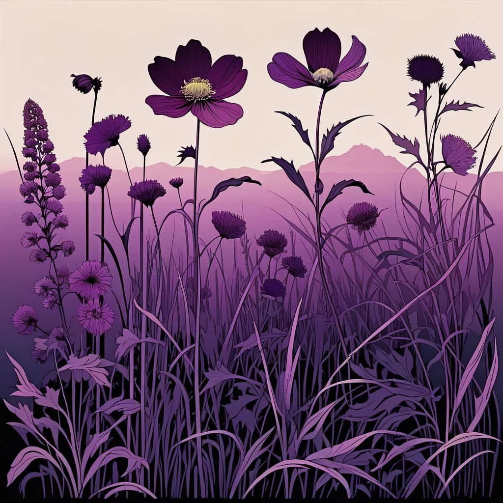 Isolated Plum Flower in Figurative Style