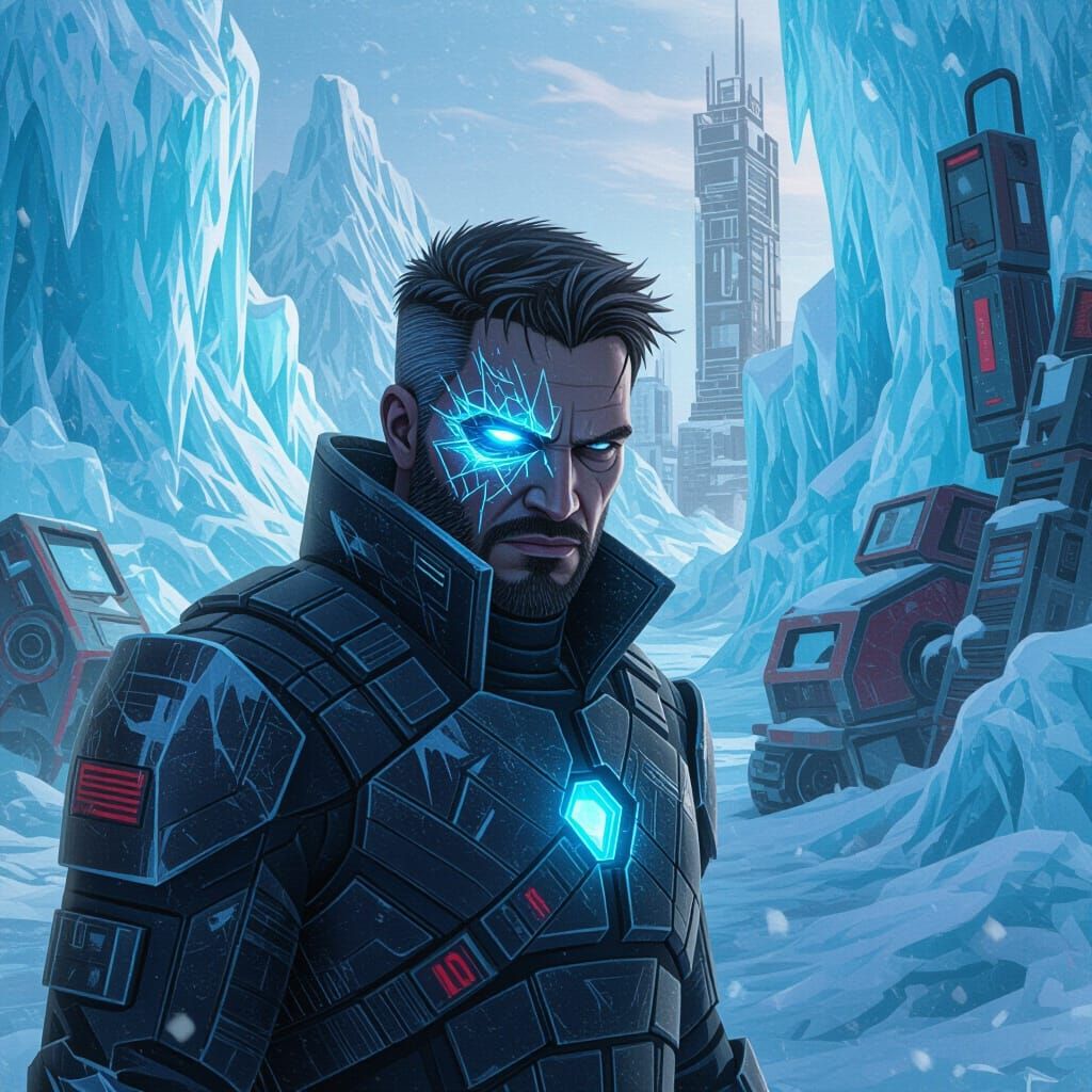 Sub-Zero in Glitch Art Sci-Fi Wasteland