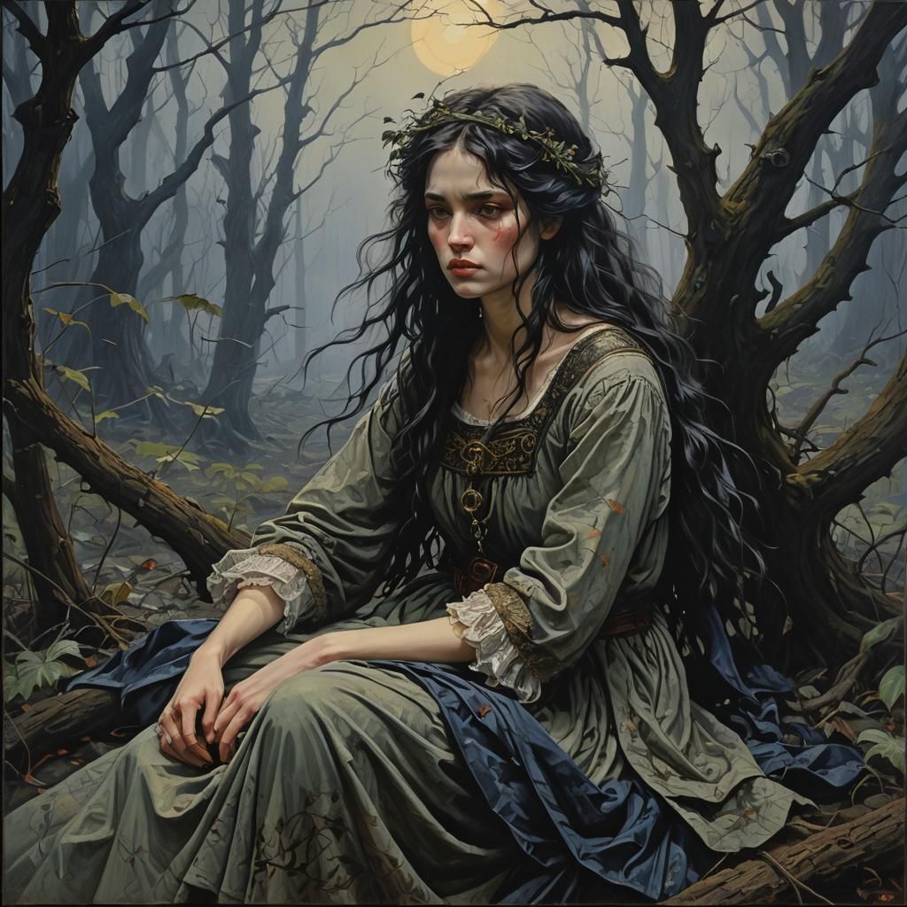 Tormented Figure in Shadows: An Oil Painting