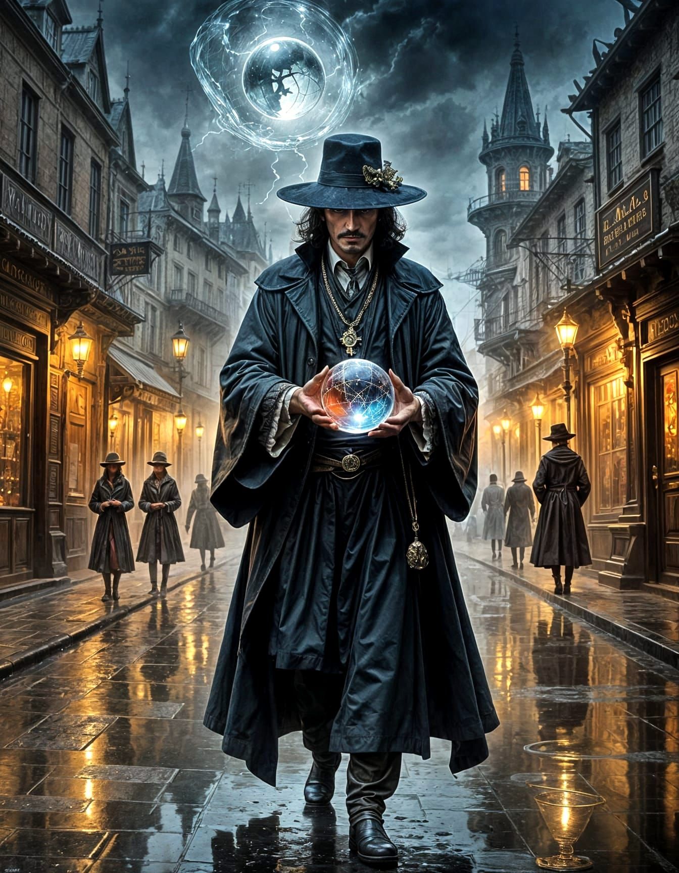 Wandering Alchemist at Misty Crossroads in Impressionistic S...