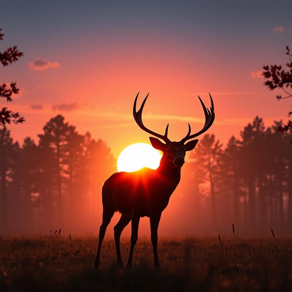 Stunning Silhouette of a Stag at Sunset