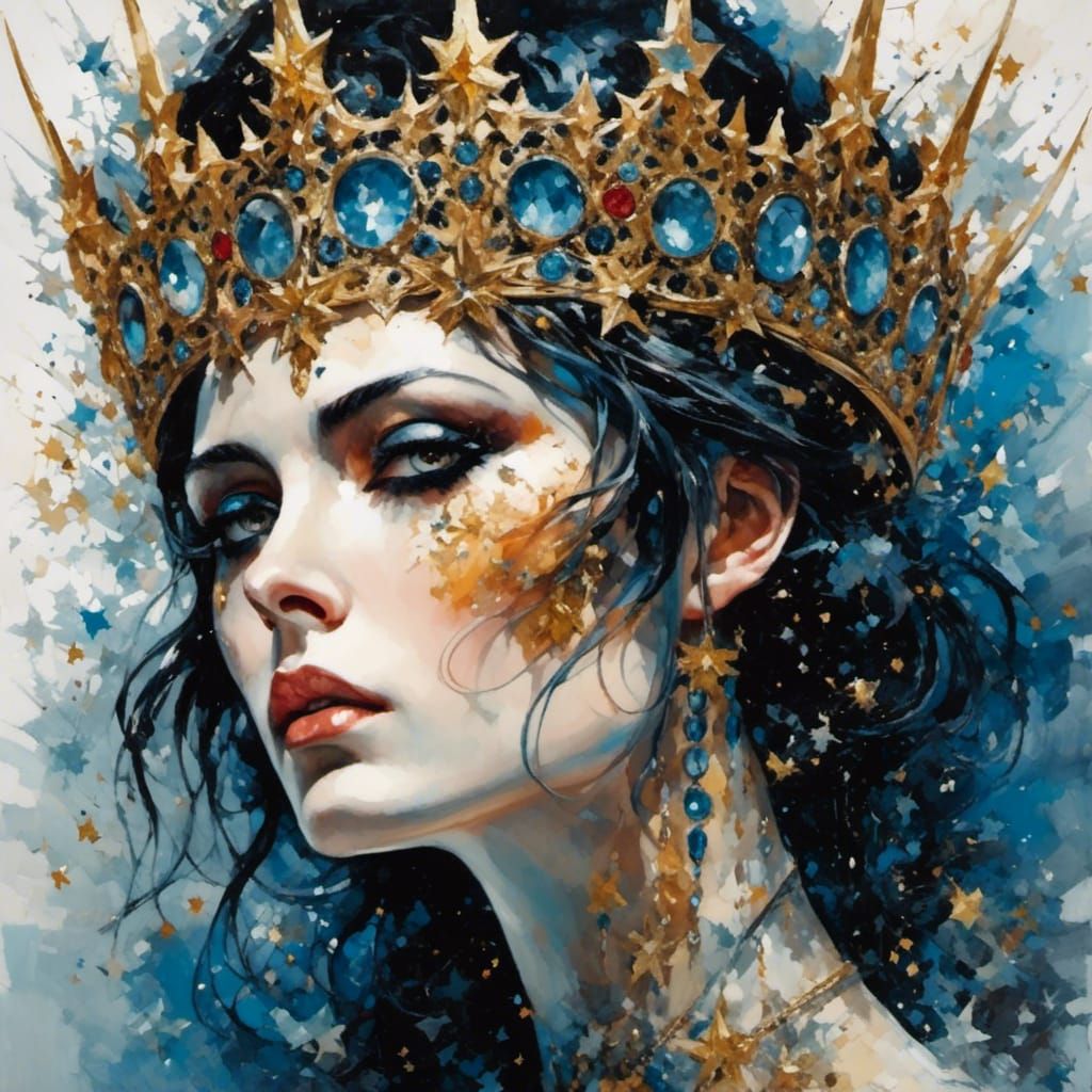 Celestial Figure Wearing Starry Crown