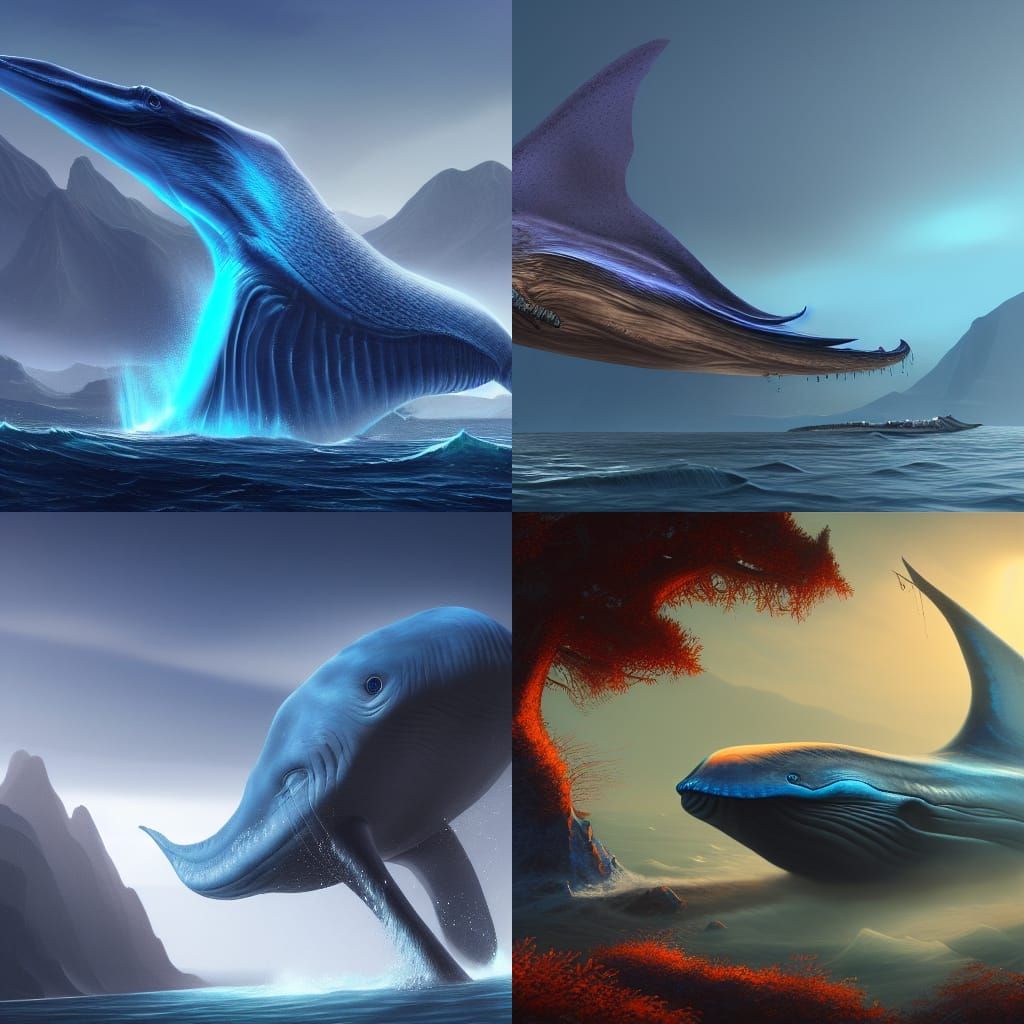 Majestic Blue Whale in Deep Color Fantasy