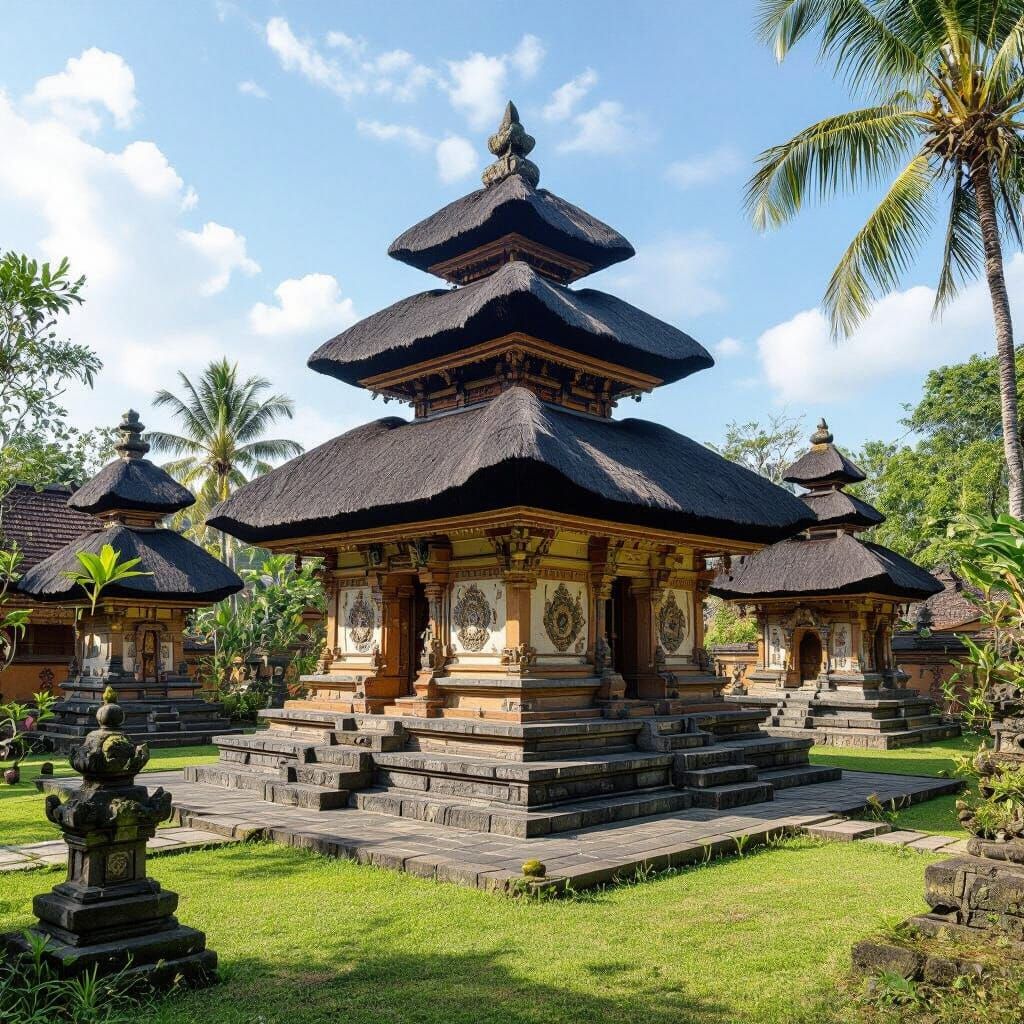 Sacred Balinese Ancestral Shrine with Volcanic Stone