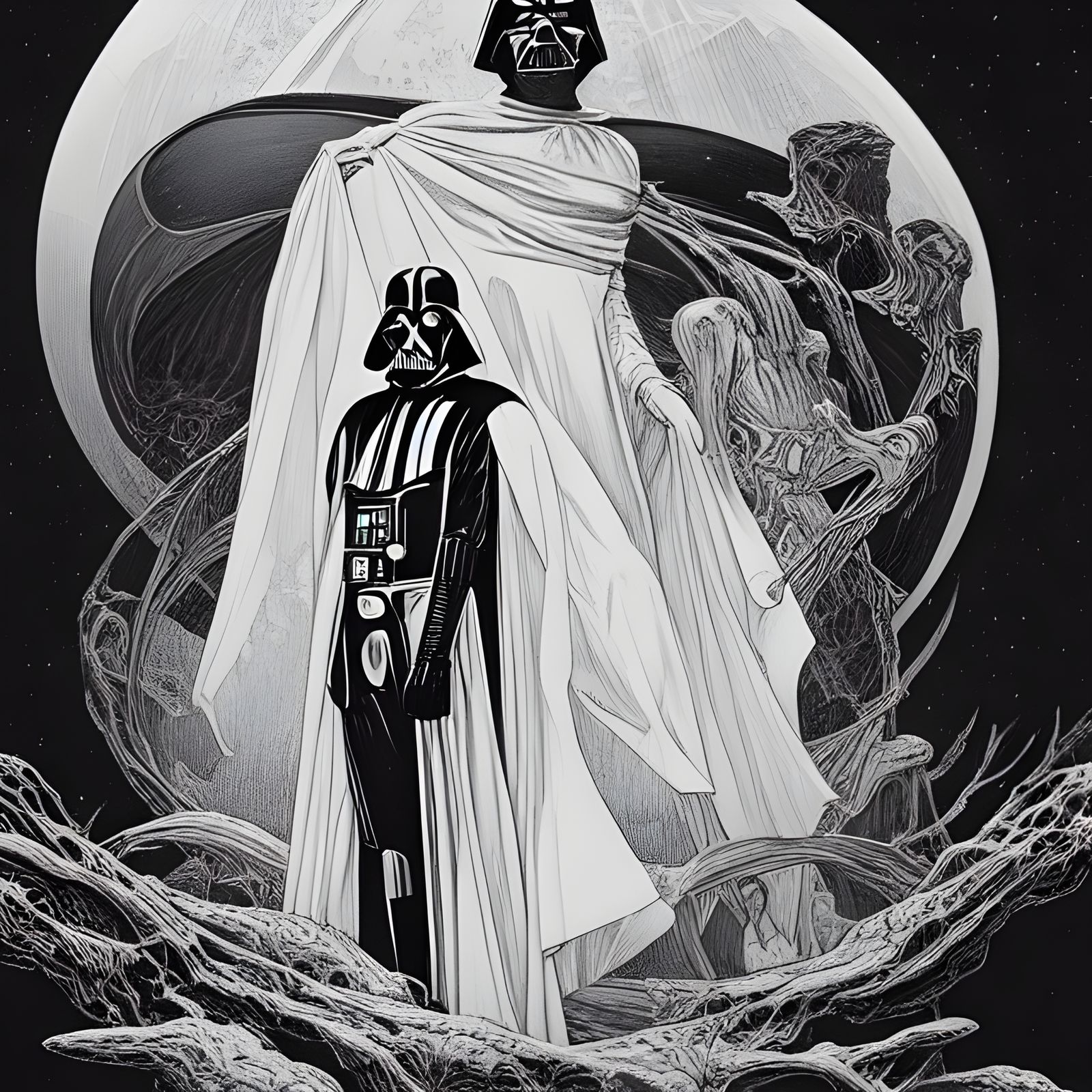 Darth Vader in Moonscape Art Nouveau Style