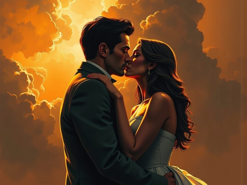 Romantic Couple in Soft, Golden Light