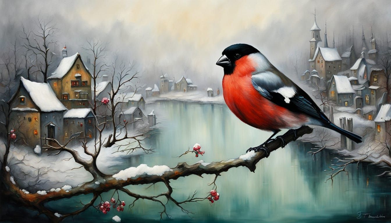 Ethereal Shoreline Village Amidst Emerald Lake