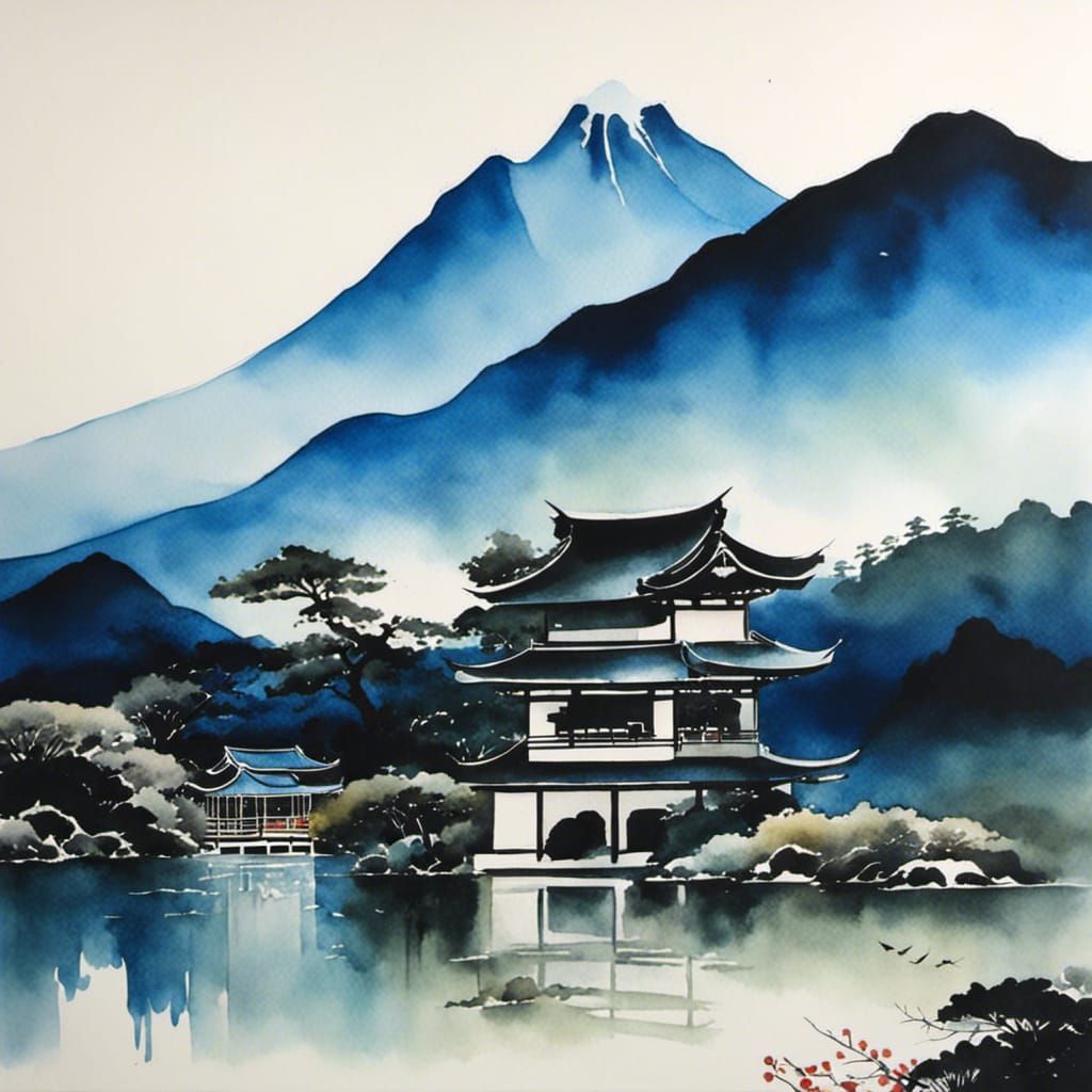 Japanese Watercolor Painting in Xue Style