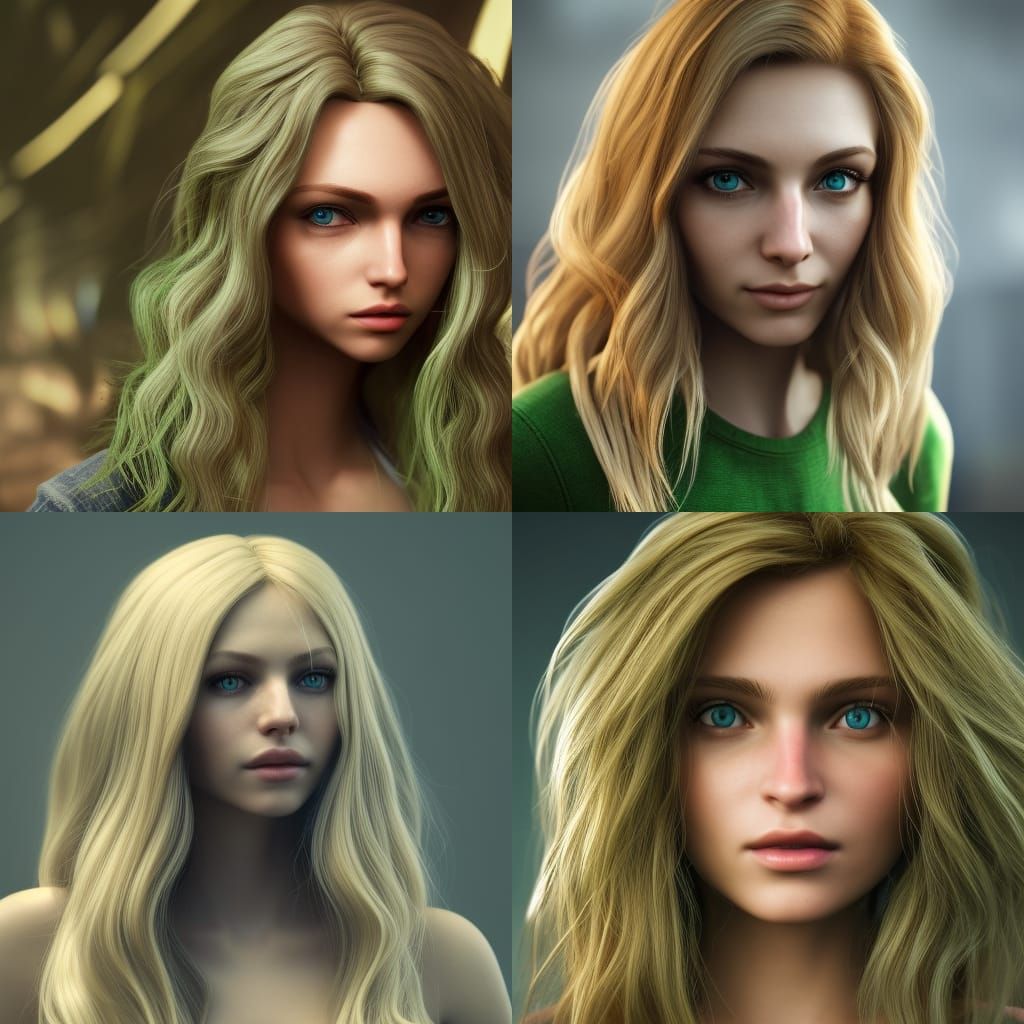 Blonde Woman Portrait in 3D Game Cinematic Style