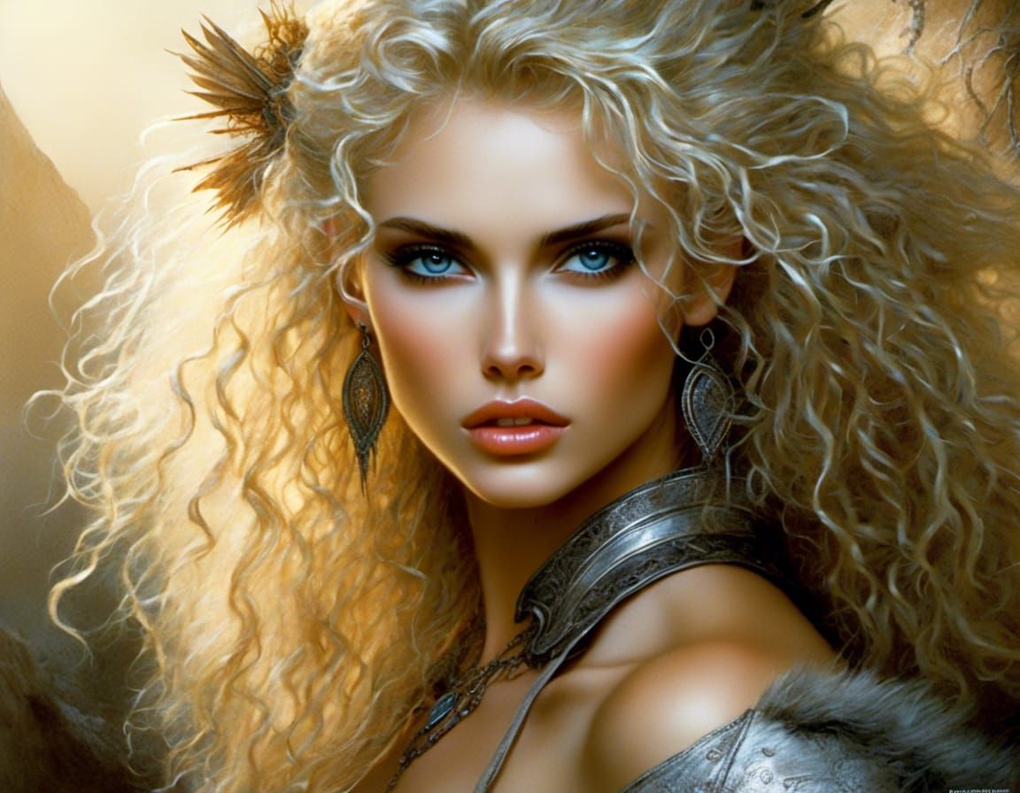 Detailed Portrait of Blonde Woman in Royo Style