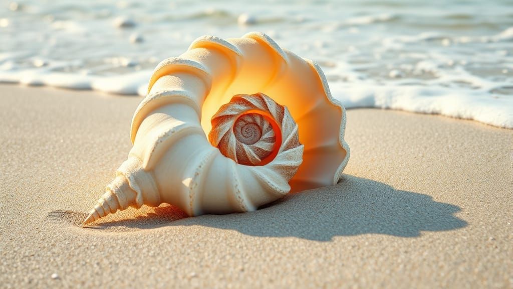 Intricate Fractal Seashell on the Beach