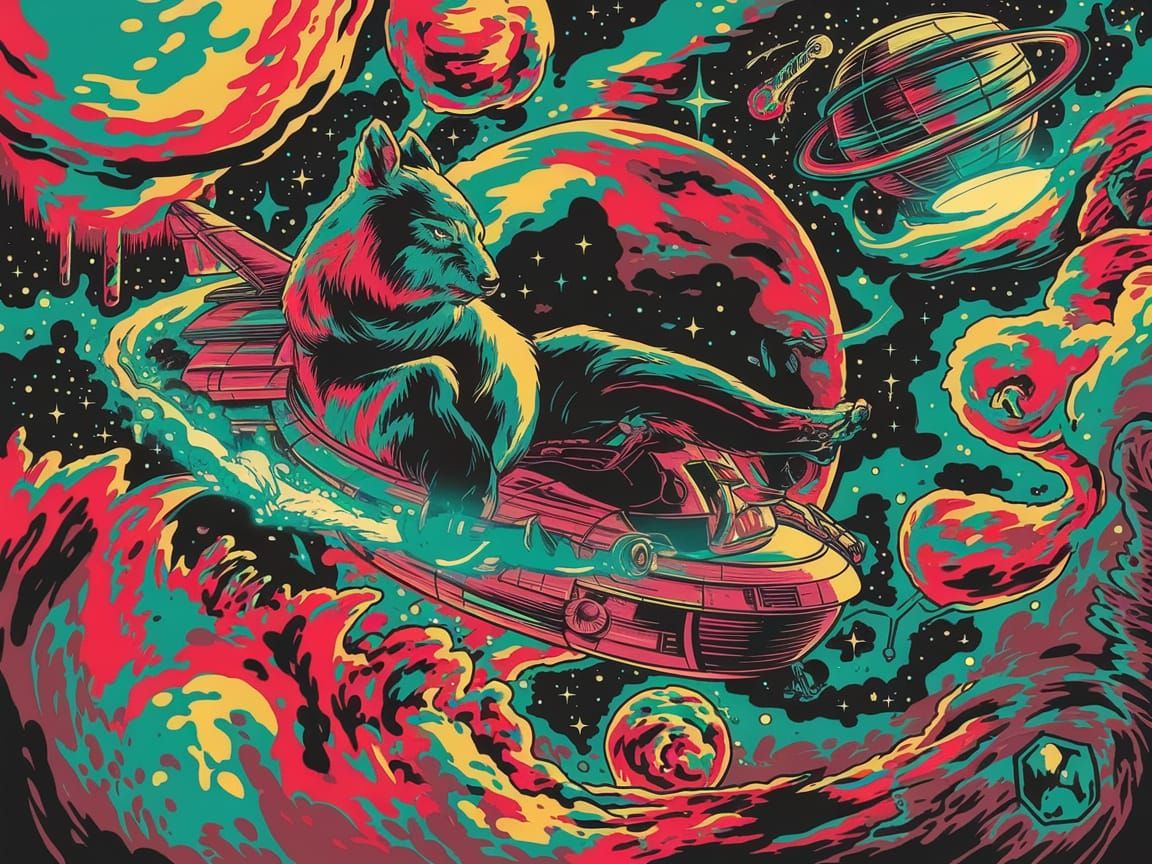 Polar Bear Pilot Navigates Psychedelic Star System