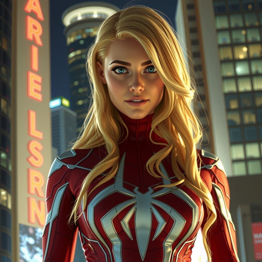 Spider Gwen from Ground View in Metallic Suit