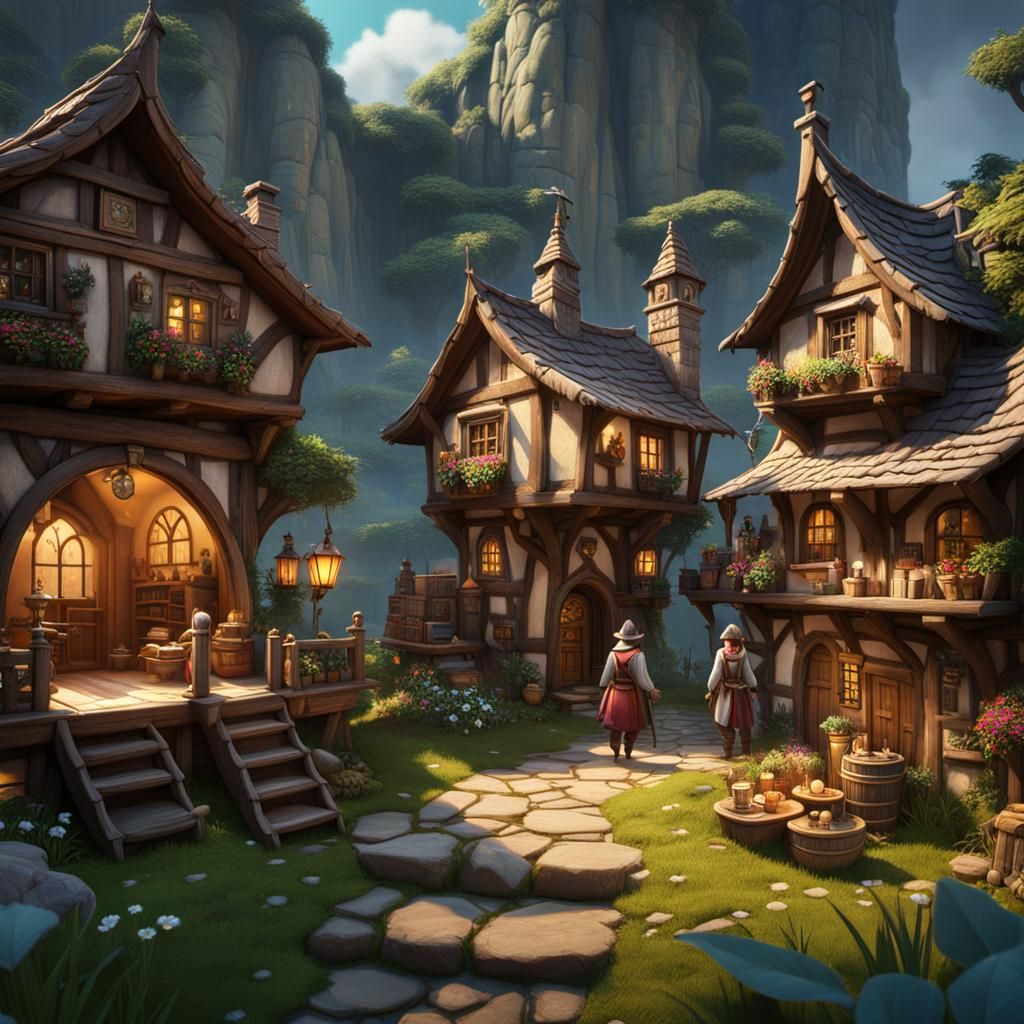 A cute village with people contained within a dresser drawer. detailed matte painting, deep color, fantastical, intricat...