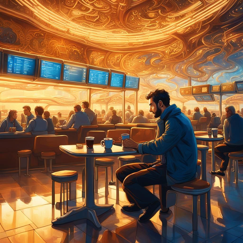 Agasfer Awaits Messiah in Airport Cafe