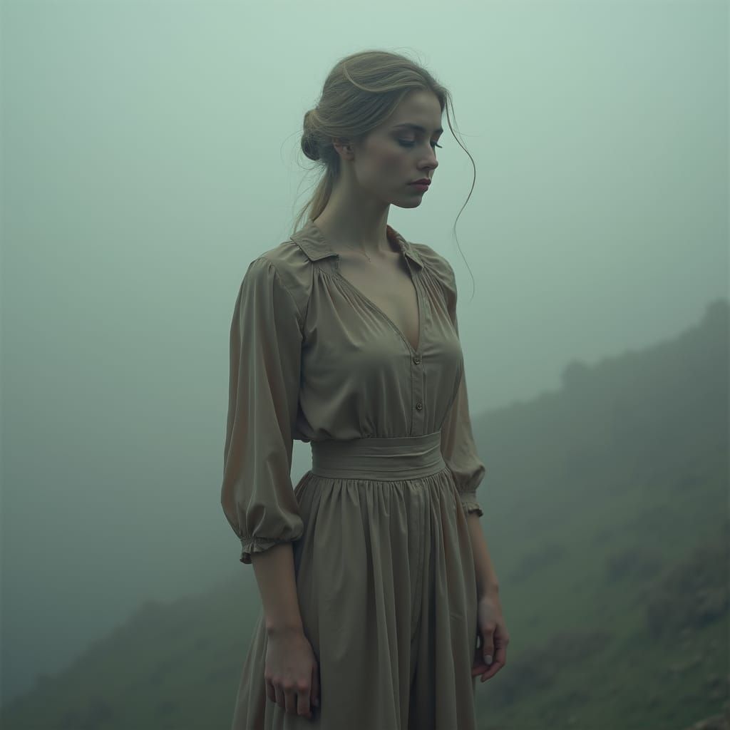 Calm Woman in Misty Atmosphere, Digital Painting