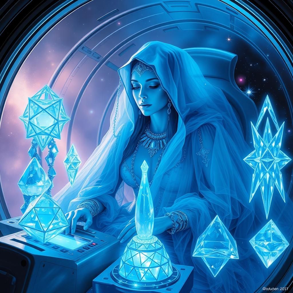 Ethereal Pleiadian Woman in Spaceship Interior