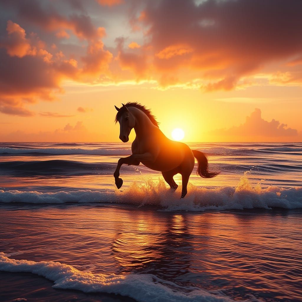 Horse in Sunset Splendor