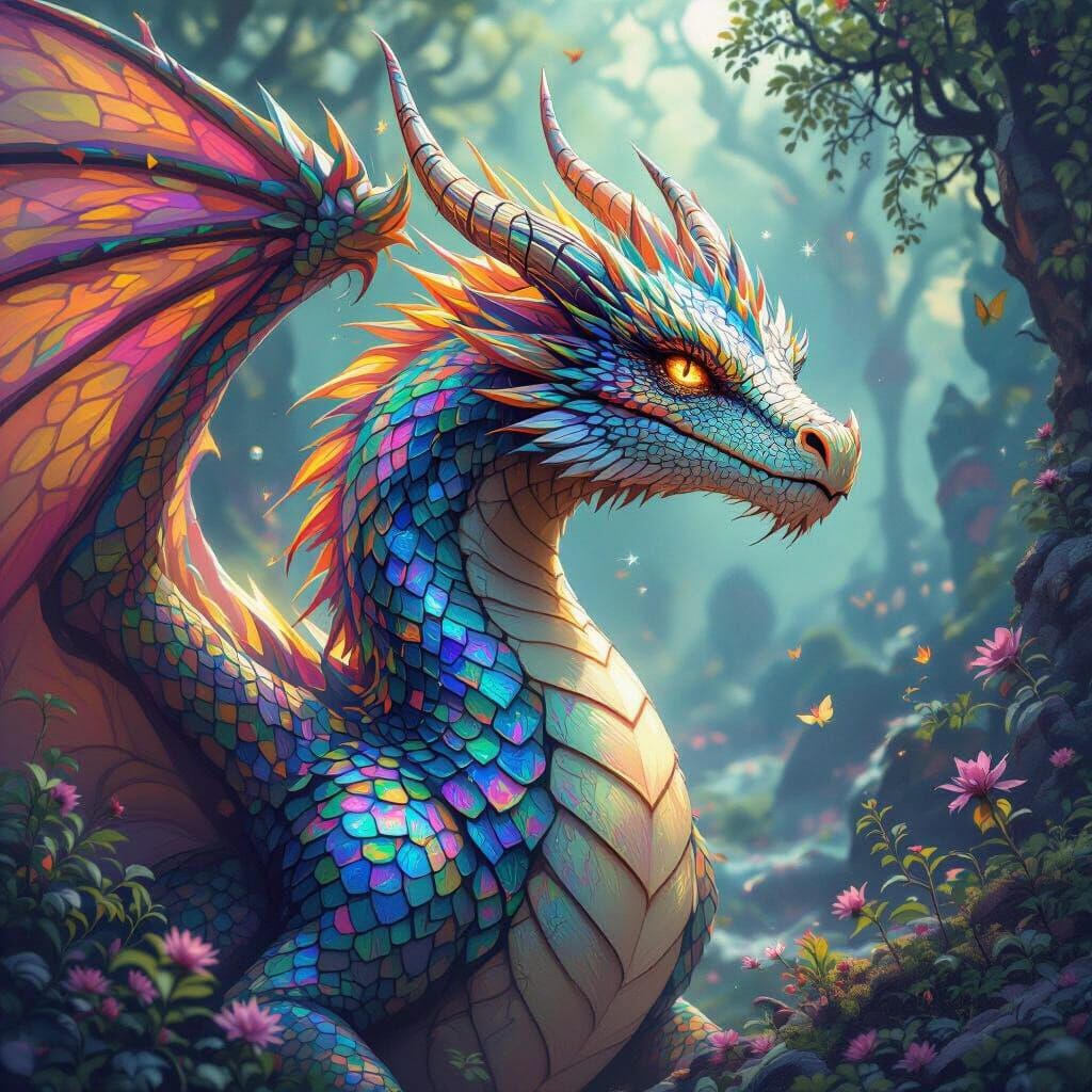 Majestic Telepathic Dragon in a Mystical Realm