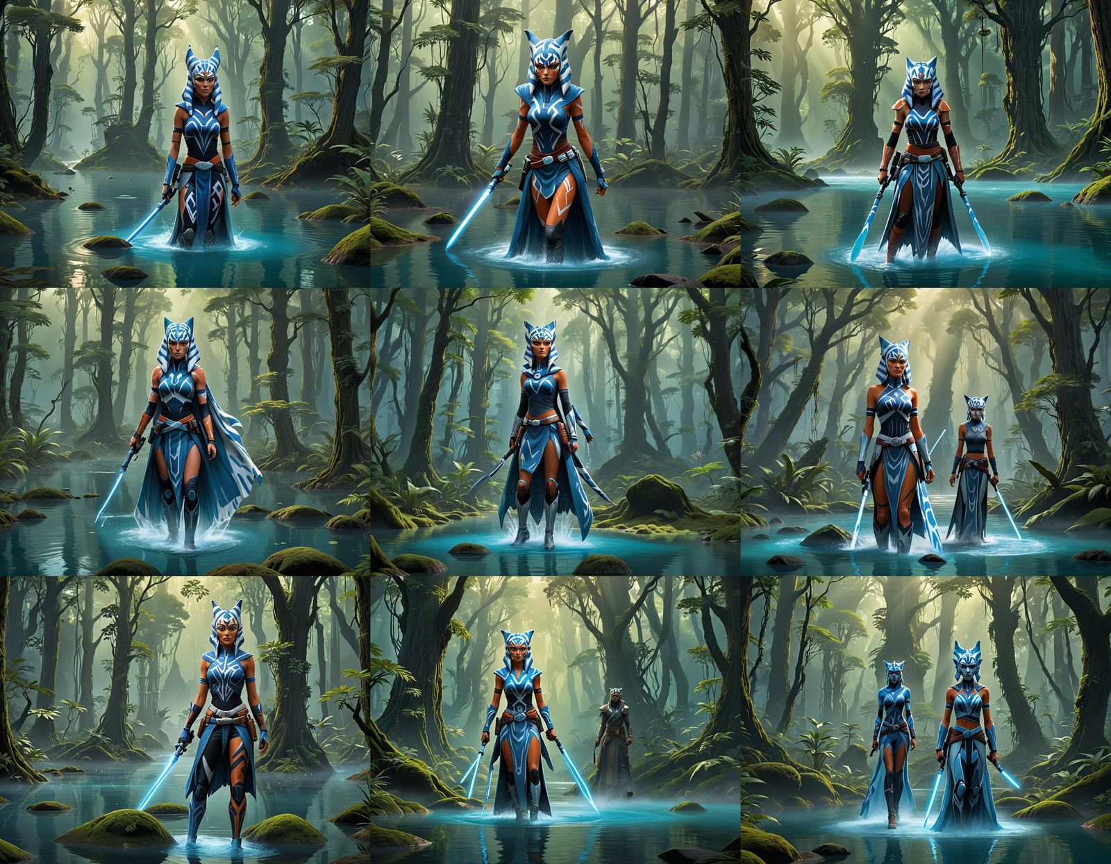 Ahsoka as Blue Slime Girl in Fantasy Forest