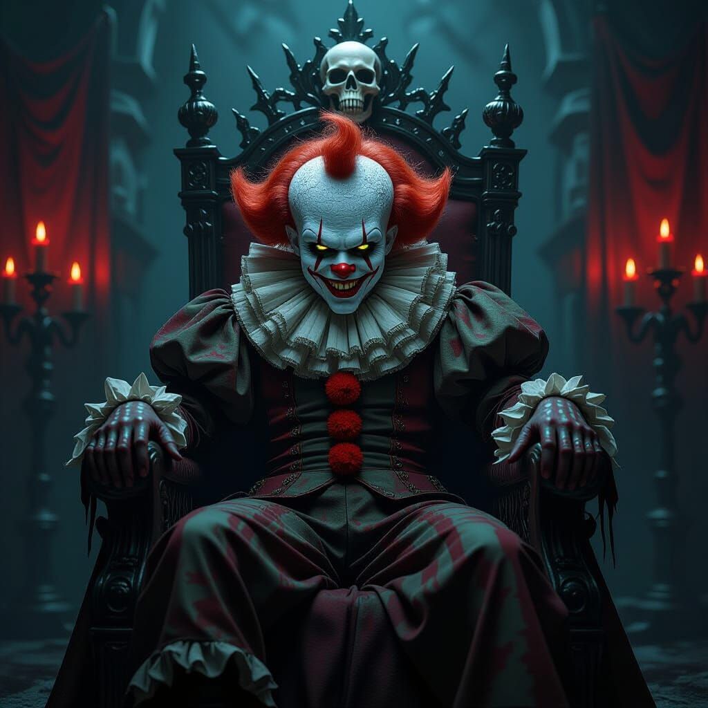 Malevolent Clown on Ornate Bone Throne
