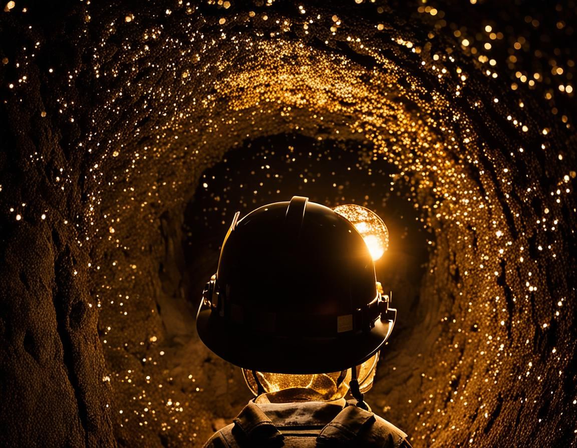 Gold Mine: Metallic Sparkles in Black Rock