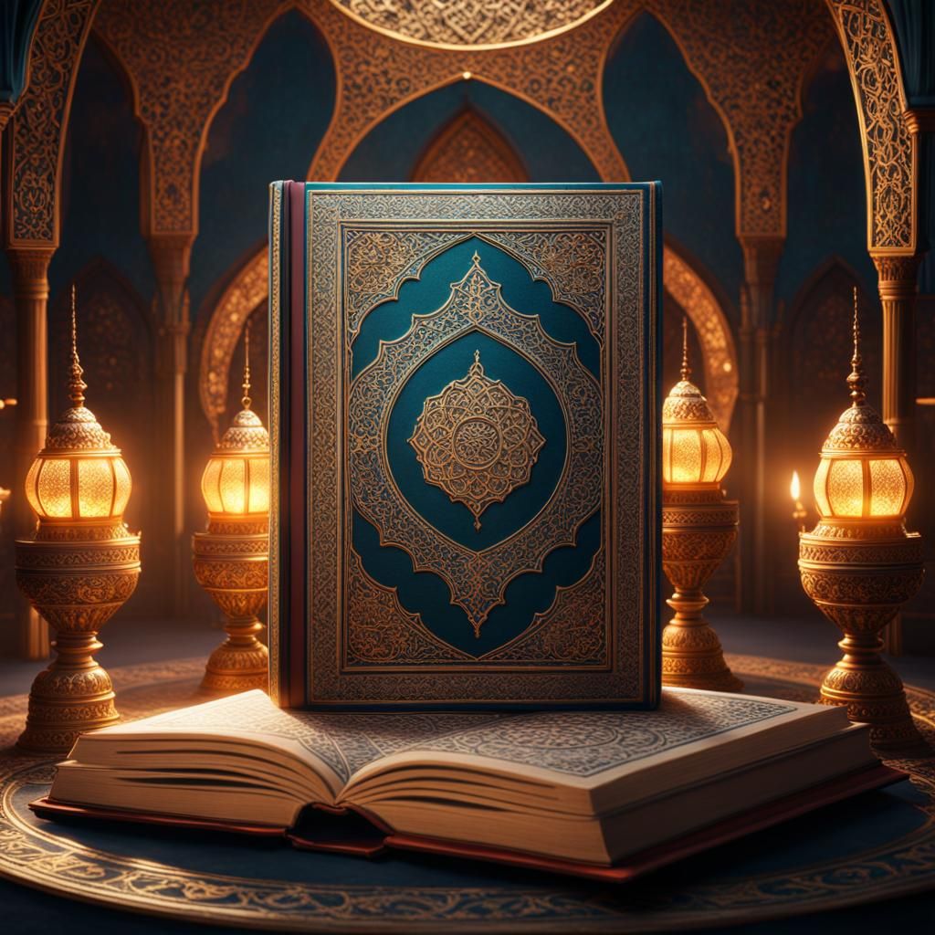 Detailed Matte Painting of the Quran in 8k