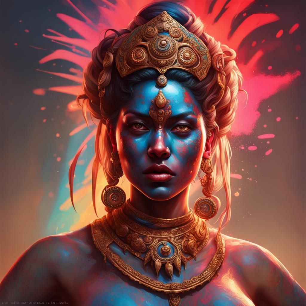 Hyperrealistic Splash Art Portrait of Kali