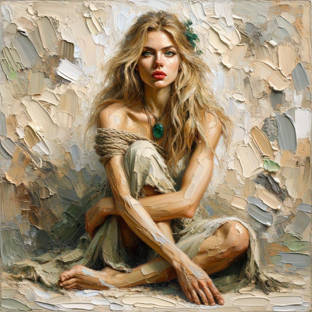 Norse Goddess in Impasto Oil Painting