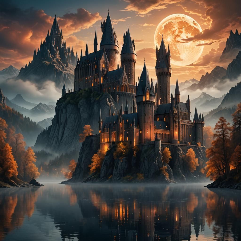 Hogwarts Castle at Sunset: Fantasy Concept Art